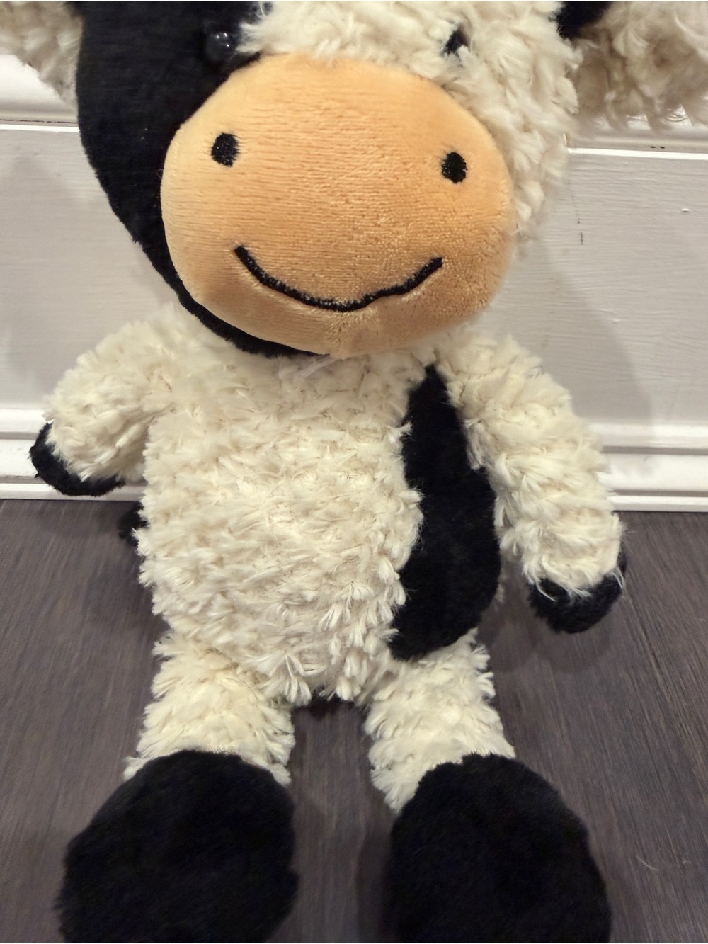 Dog Pet Plush Cow Stuffed Animal - Black, Cream, Tan 12” in Toy - Picture 2 of 5
